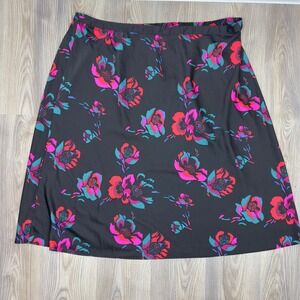 J.Crew‎ Skirt Womens 3X Black Floral Pull-On Elastic Waist Romantic Cottagecore